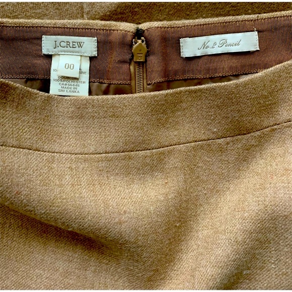 J. Crew No. 2 Pencil Skirt Camel Tan Wool 00 XXS XS - Picture 6 of 7